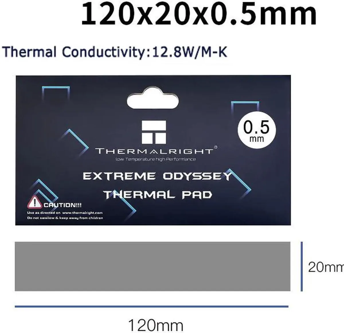 Lirealar Lirealar 120x20mm 12.8 W/mK thermal pad 0.5mm 15g — product photo