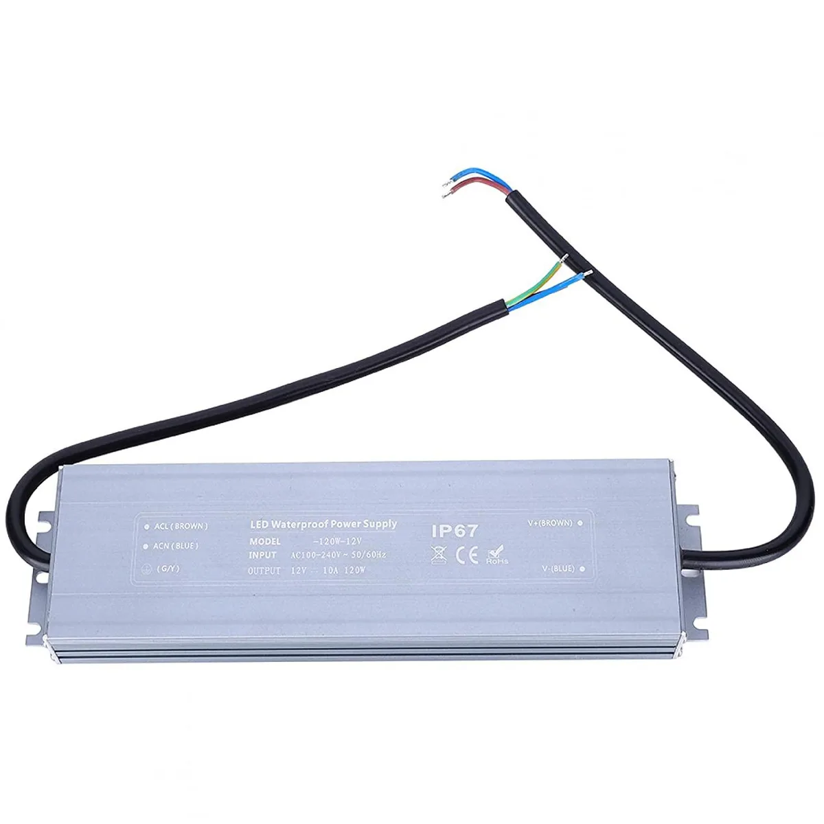 myVolts myVolts HRUW-120W-12V 120W 12V 10A IP67 power supply — product photo
