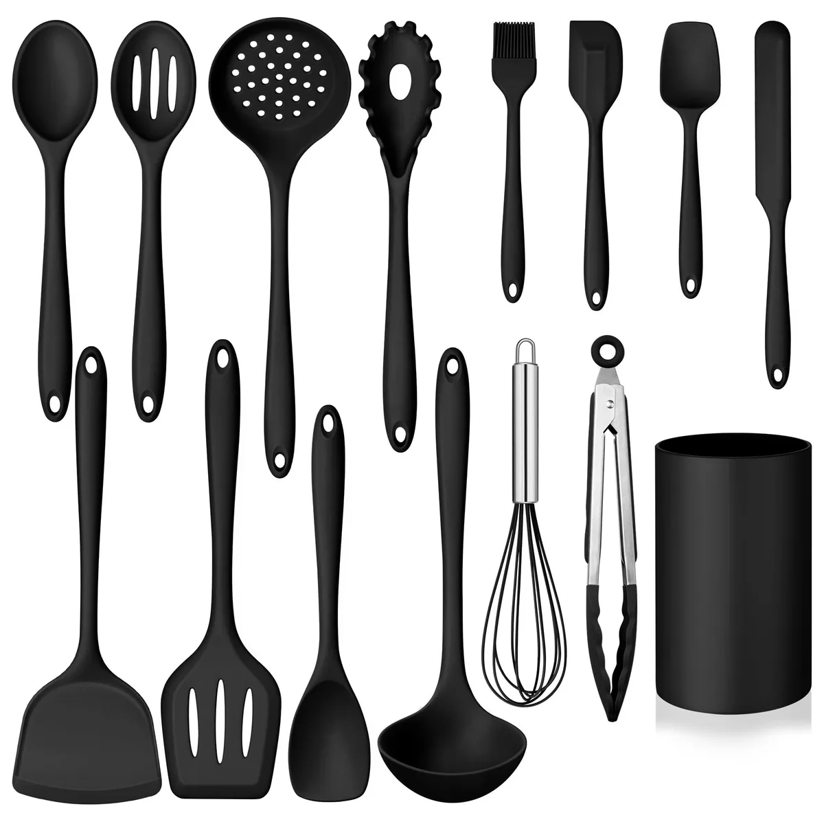  Homikit 15-Piece Silicone Cooking Utensil Set with Holder — product photo