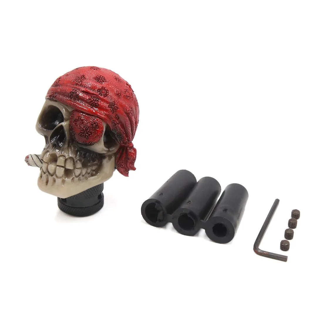 Red beige skull shaped gear shift knob 80x55x50mm with three adapters