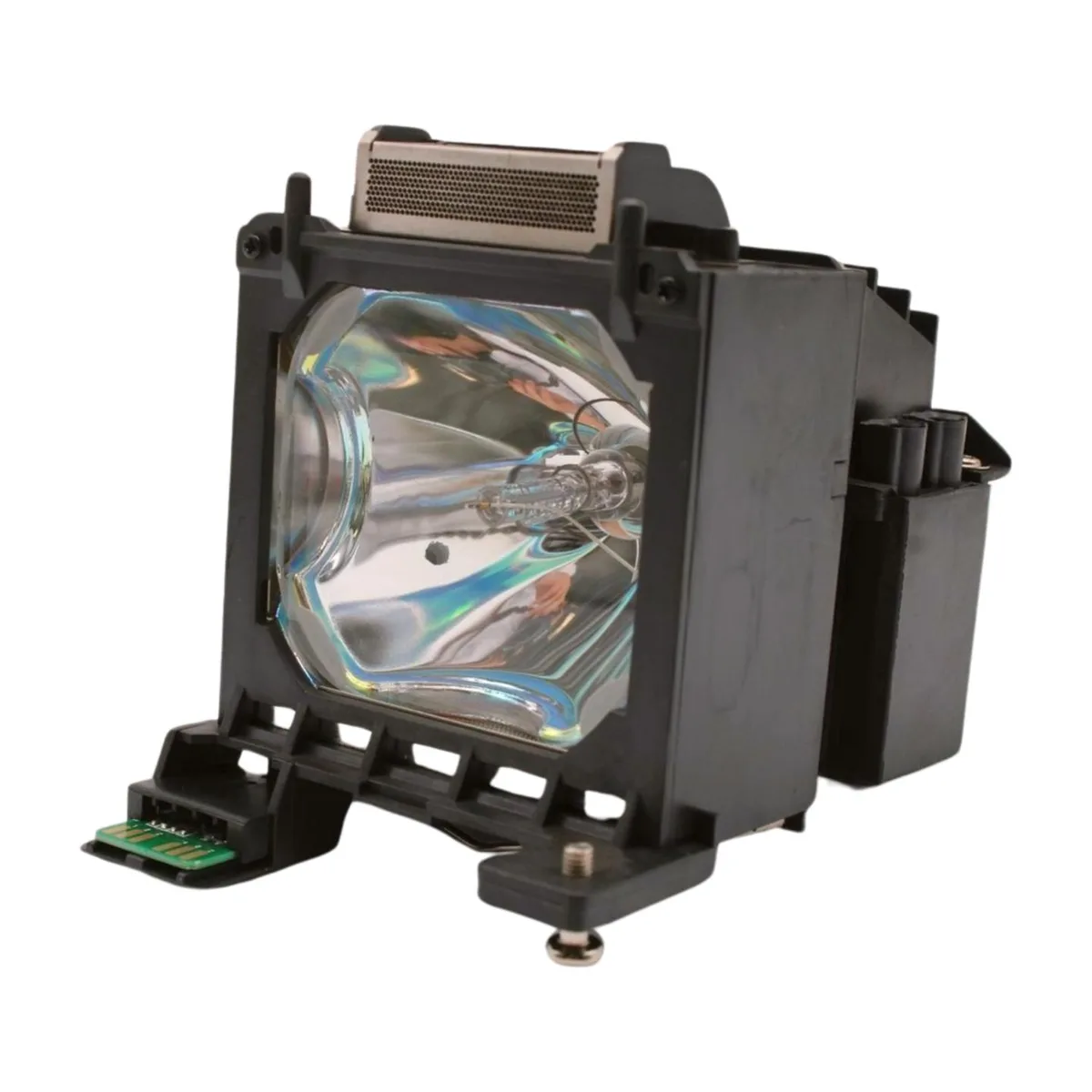 Black rectangular projector lamp module in plastic housing with metal connector, approximately 0.99 weight units