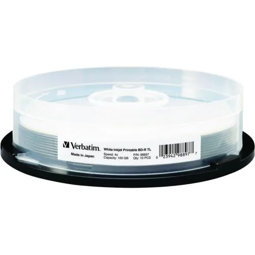 VERBATIM Verbatim BD-R XL 100GB 4x White Inkjet Printable 10pk Spindle — product photo
