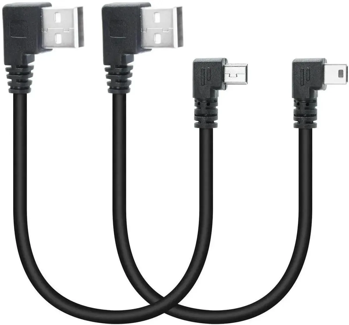 SMUGDESK SMUGDESK USB 2.0 A Male to Mini USB Male Cable 90 Degree Left Right 9 Inch Pack of 2 — product photo