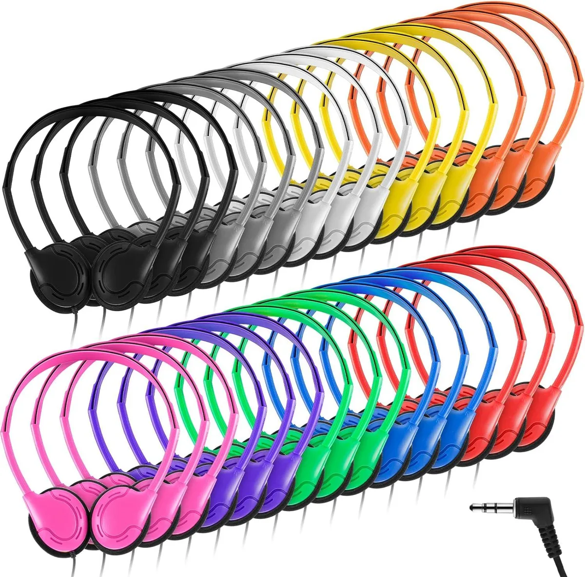 BFKK BFKK 30 Pack Classroom Headphones 3.5 mm 1.2 m 10 Colors — product photo