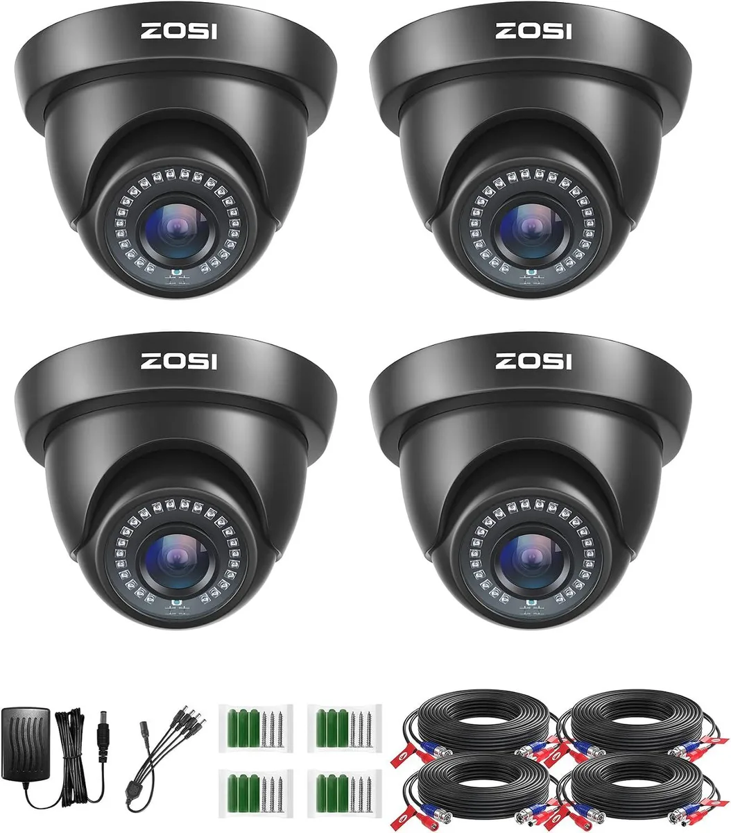 TAURKENAM TAURKENAM 4 Pack 1080p HD-TVI CCTV Dome Camera 80ft Night Vision IP66 — product photo