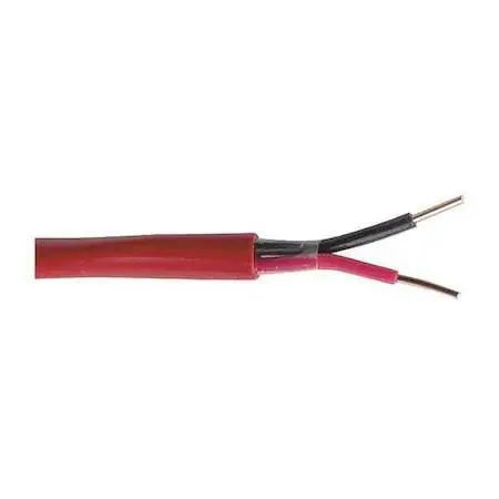 Red 14 AWG 2-conductor riser wire on 500 ft reel in box, PVC jacket .2 in diameter