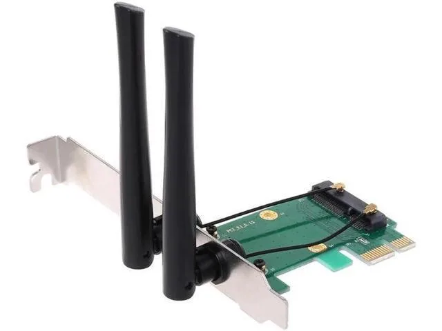 LORDWORLD Mini PCI-E to PCI-E adapter with two external antennas