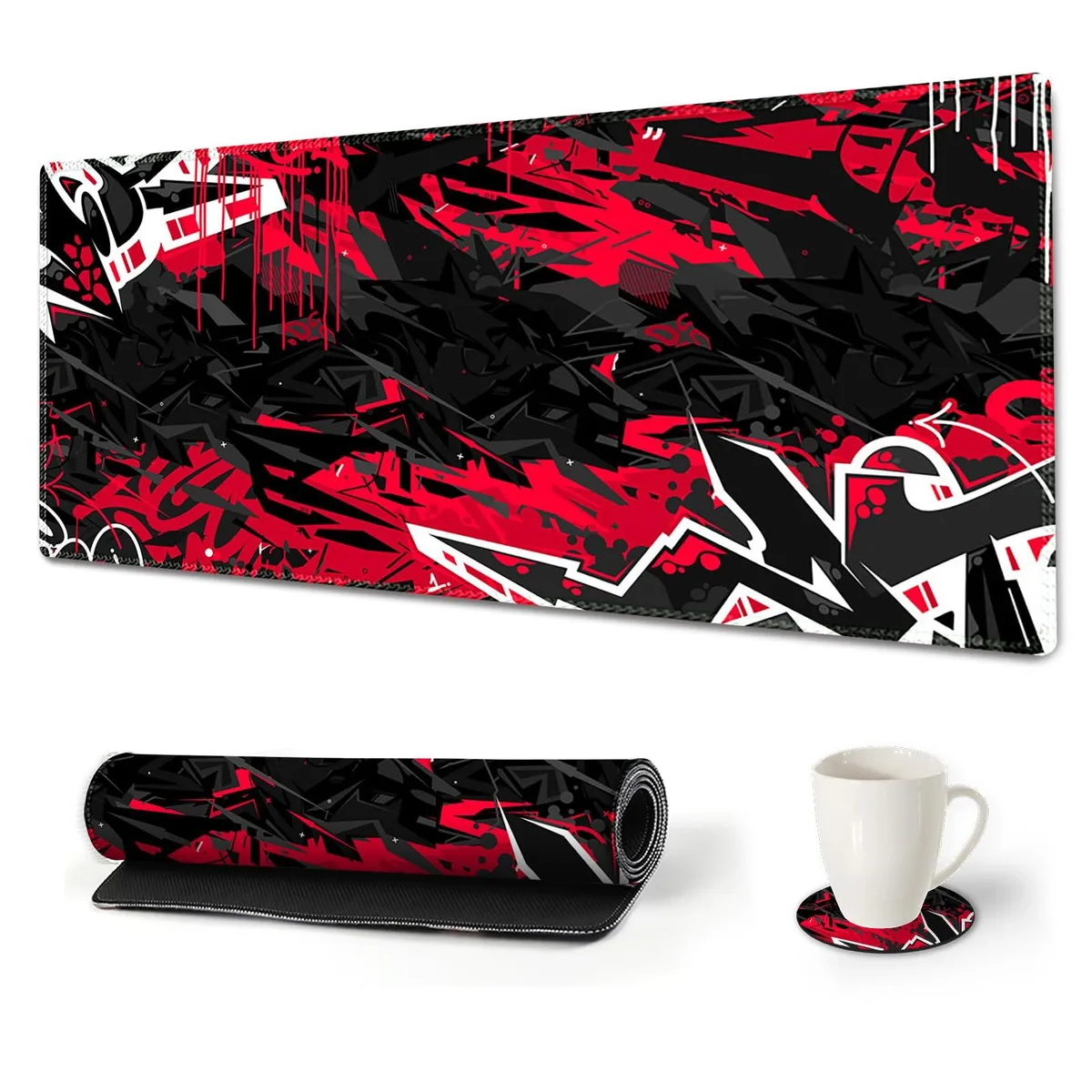 KEHIPI KEHIPI Extended Gaming Mouse Pad Red Black 35x15.7 in — product photo