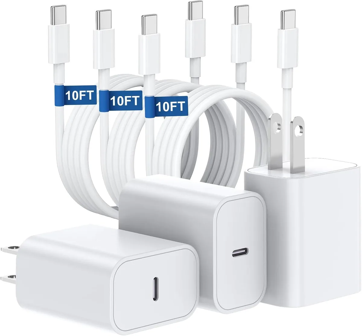 ONITOON ONITOON 45W PD 3.0 Wall Charger 3-Pack with 10FT USB-C Cable — product photo