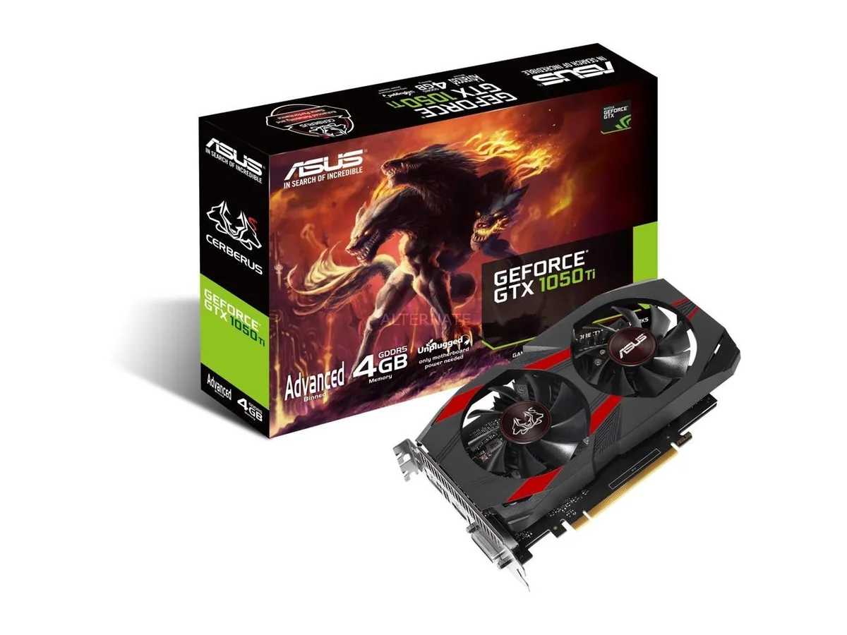 ASUS ASUS Cerberus GeForce GTX 1050 Ti 4GB GDDR5 Advanced Edition graphics card — product photo