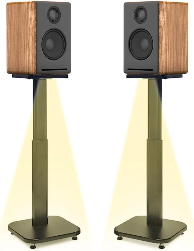 BFKK BFKK Bookshelf Speaker Stands Pair Adjustable 21 to 32 Height 25lbs Warm LED — product photo