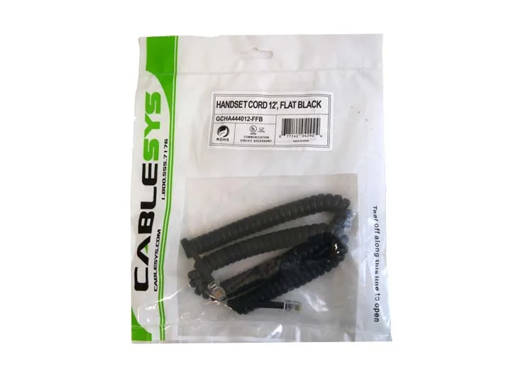 Cablesys Cablesys 1200FB Handset Cord 12 ft Flat Black — product photo