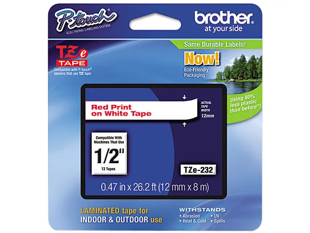 Brother Brother TZE232 12mm Red on White Tape Cartridge pos accessory — product photo