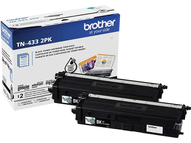 Brother Brother TN4332PK Twin-Pack Black Toner Cartridges 4500 Pages Each — product photo