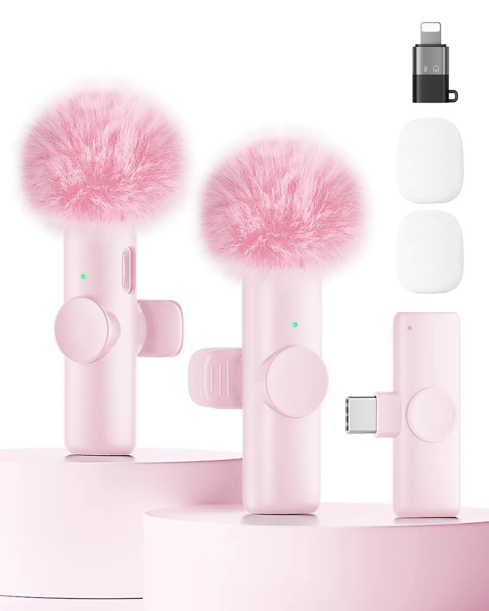  CZOCPOS CZOCPOS-mic012 Wireless Lavalier Microphone 2 Pack Pink — product photo