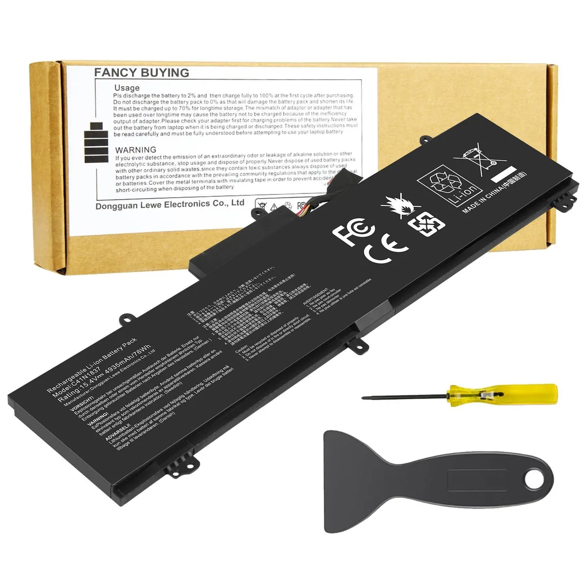 2-Power C41N1837 15.4V 76Wh 99.5Wh laptop battery — product photo