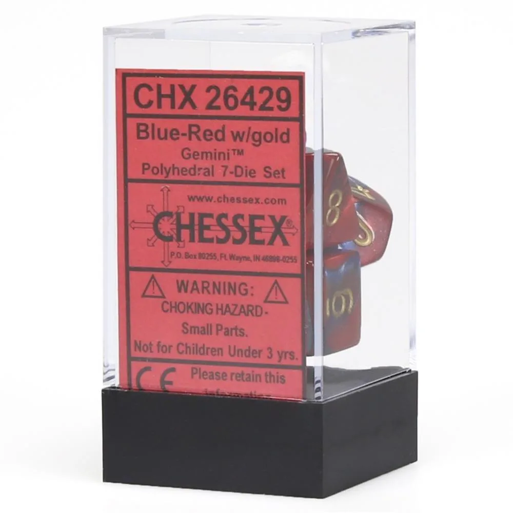 Chessex Chessex Polyhedral Set of 7 Dice Blue &amp; Red w/Gold — product photo