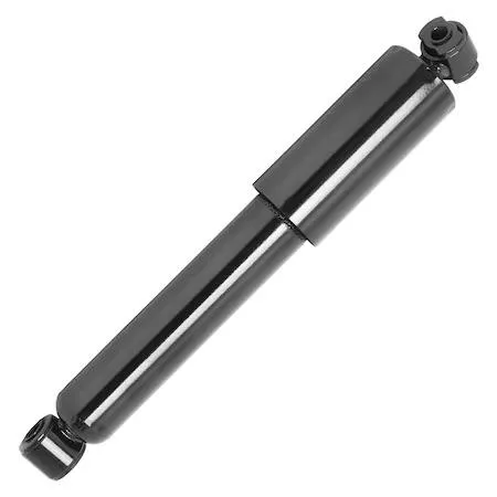 Silver metal rear shock absorber cylinder with piston rod and mounting eyelets