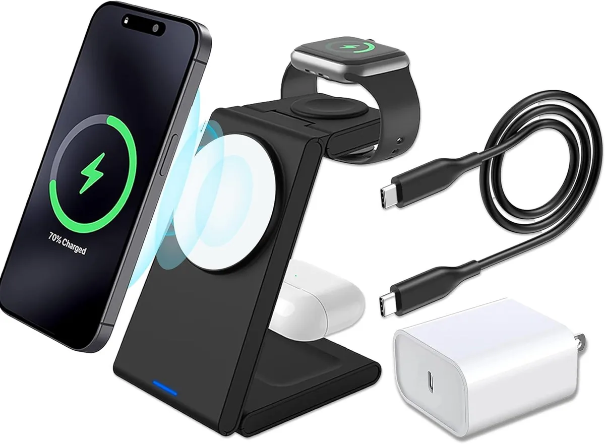KINGARD KINGARD 3-in-1 Foldable MagSafe Charger Black — product photo