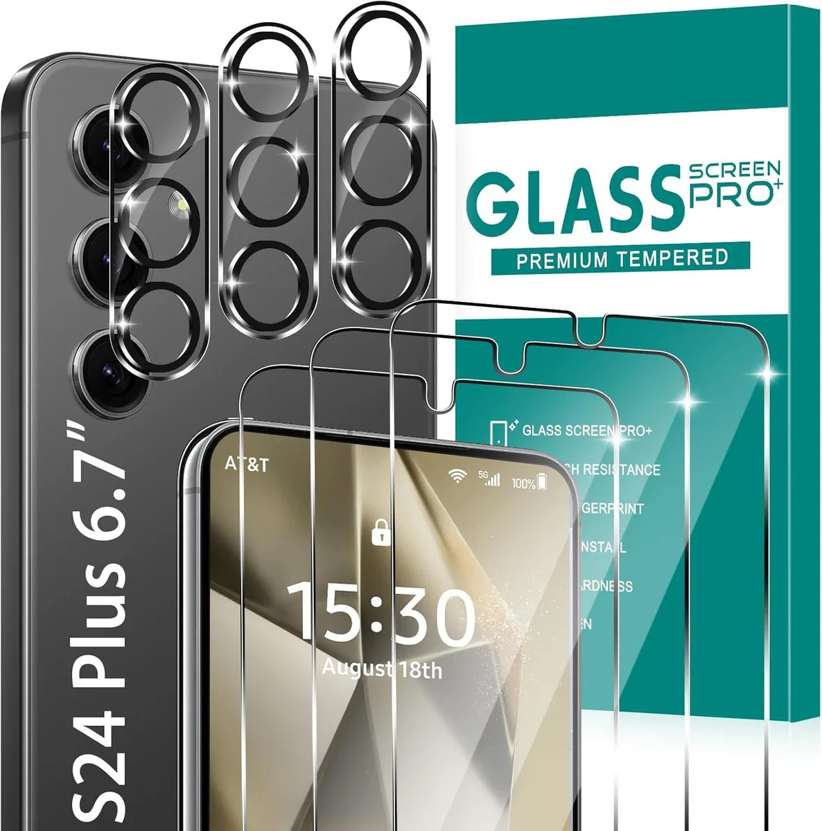 BONAEVER BONAEVER 3+3 Pack Glass Screen Protector for Samsung Galaxy S24 Plus — product photo