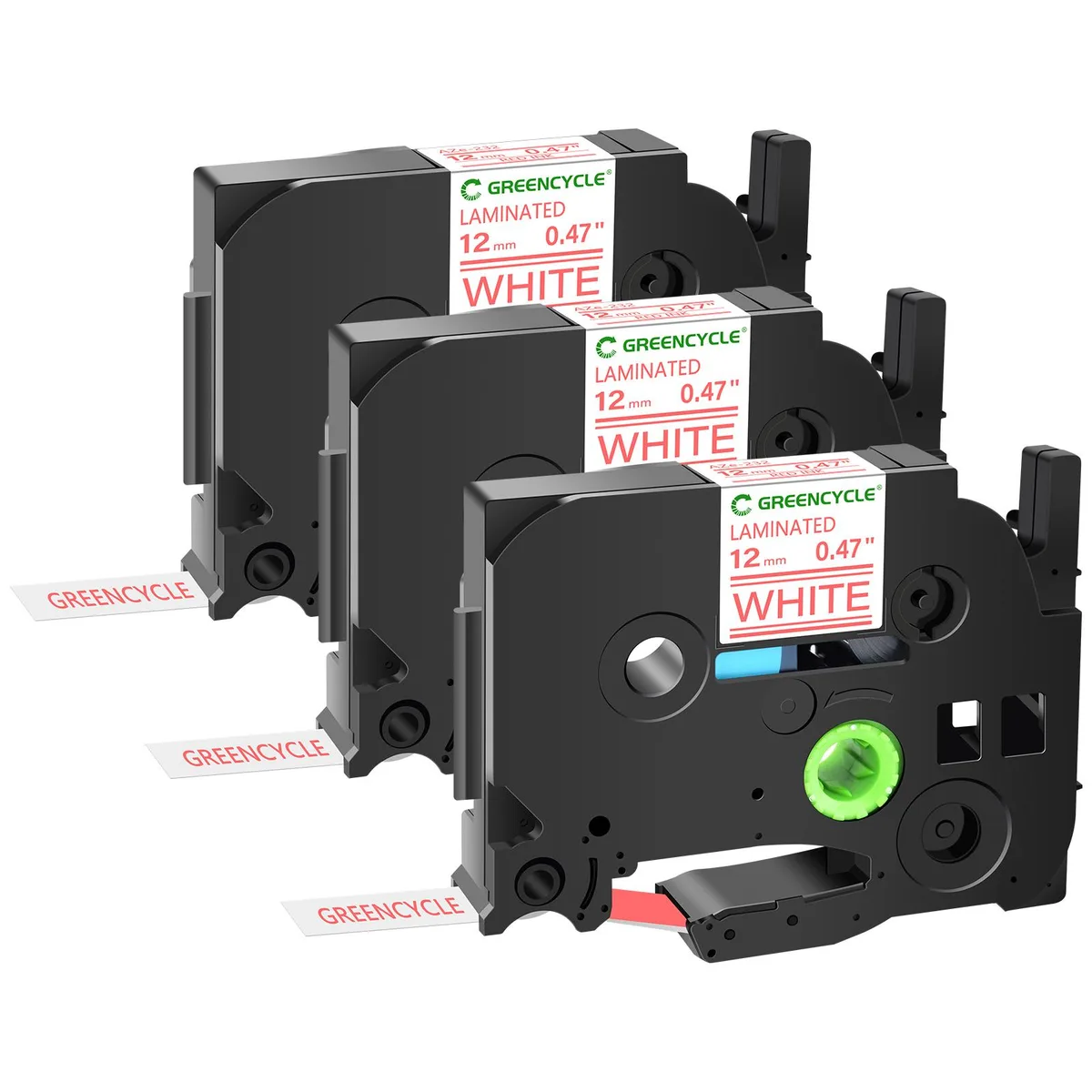 GREENCYCLE GREENCYCLE TZe-232 12mm Red on White Label Tape 3 Pack — product photo