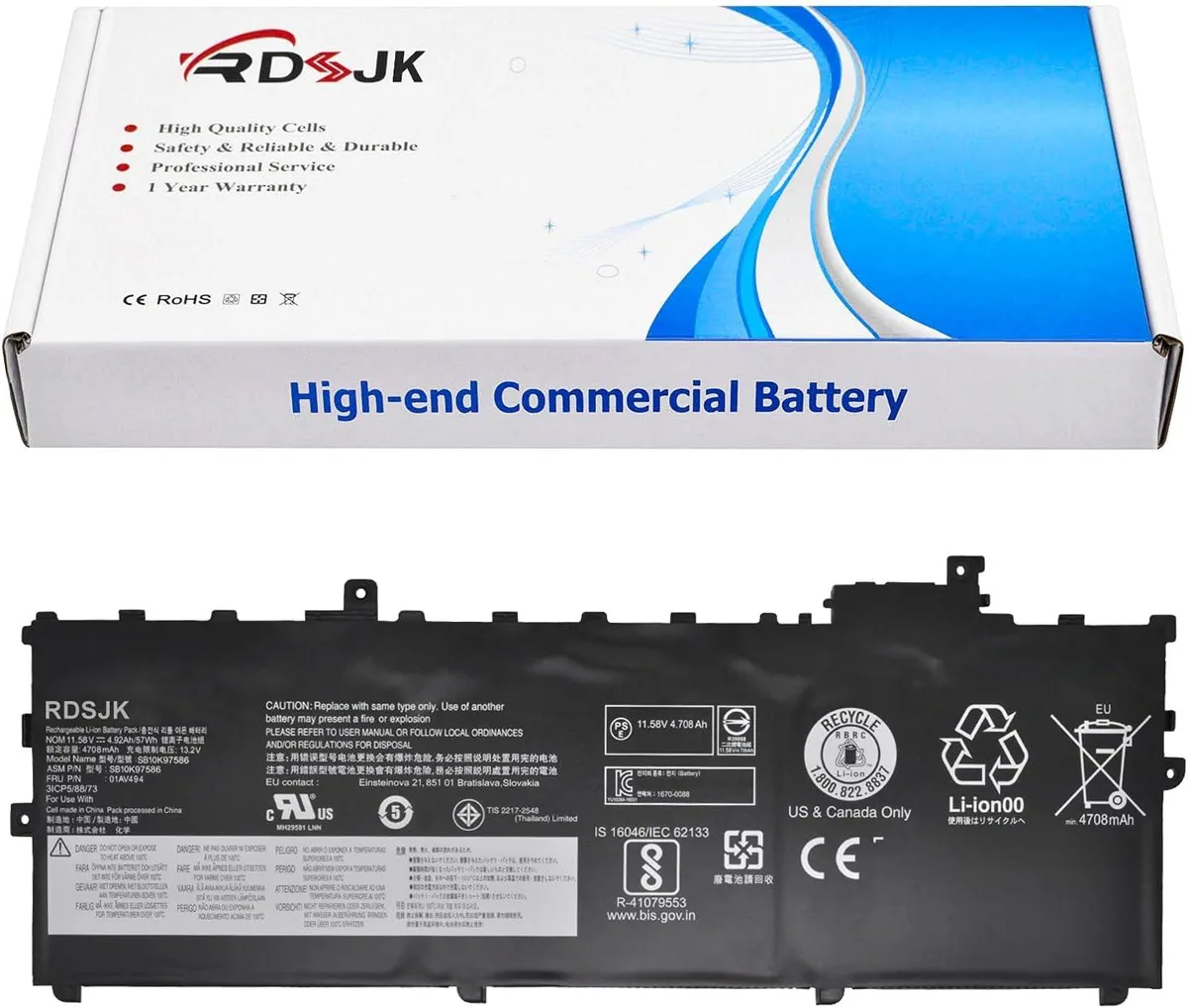 PISKEKAT PISKEKAT 11.58V 57Wh laptop battery for Lenovo ThinkPad X1 Carbon 5th 6th Gen 2017 2018 — product photo