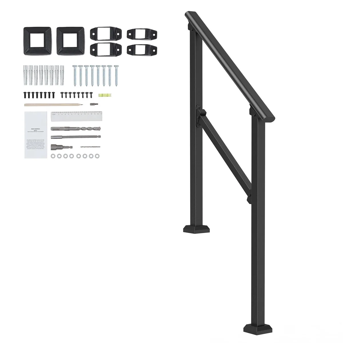 VEVOR VEVOR FG-23 Stair Handrail Kit 40.5 in Black Square Tube 220 lbs — product photo