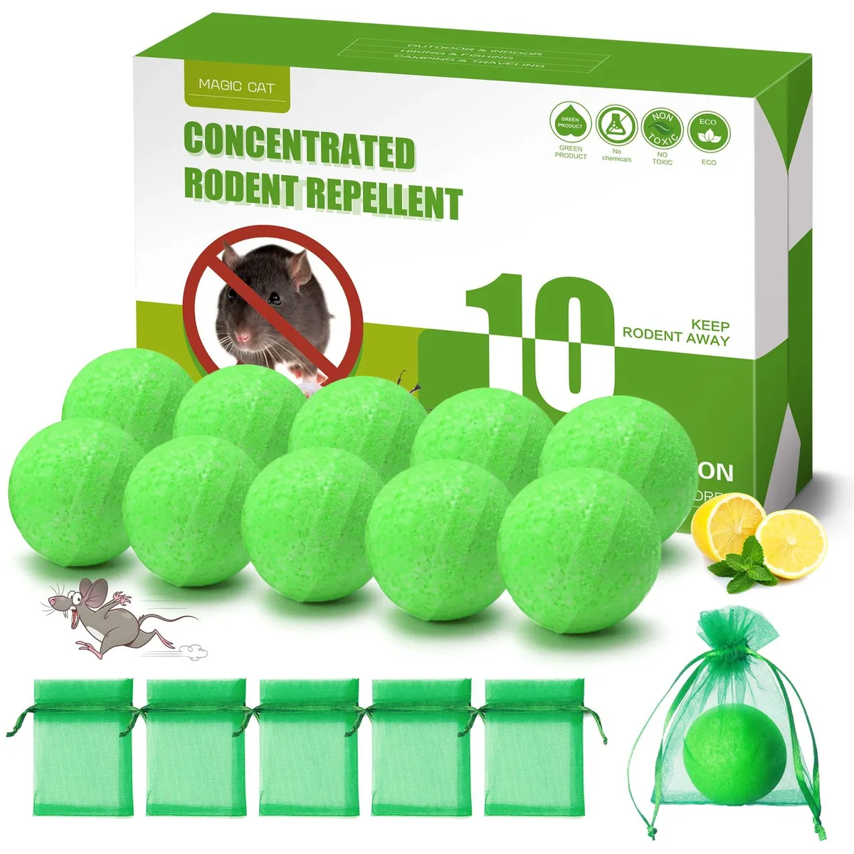 Ten natural peppermint rodent repellent balls in a pack