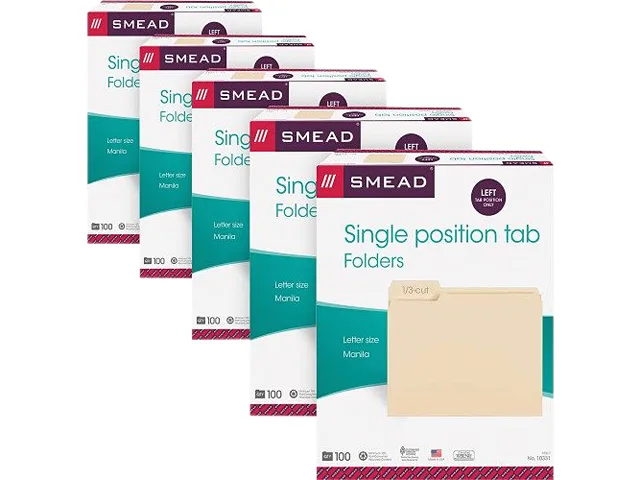 Smead Smead 10331CT file folder, 1/3 left tab, 11 pt, 500 per carton — foto del producto