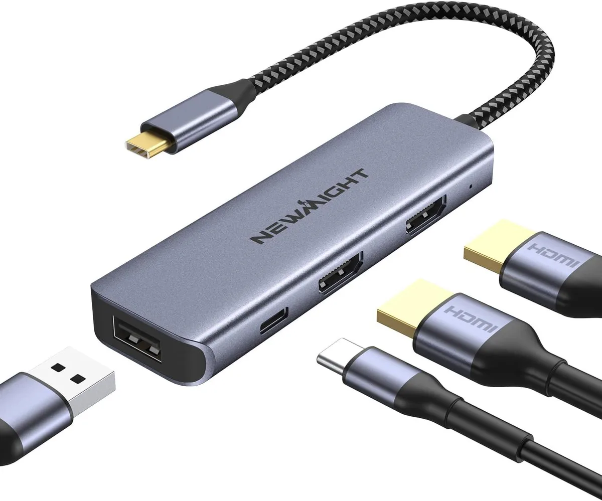 FLEANE FLEANE USB-C dual HDMI adapter 4-in-1 100W PD USB-A — product photo
