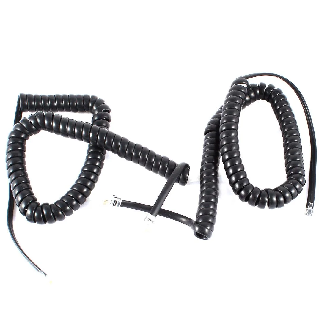 Unique-Bargains Unique-Bargains 2 Pcs RJ9 4P4C Coiled Handset Cable Black 3M — product photo