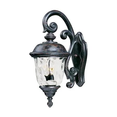 Oriental Bronze carriage-house lantern, 12.5 inches wide, three lights, water-glass panes