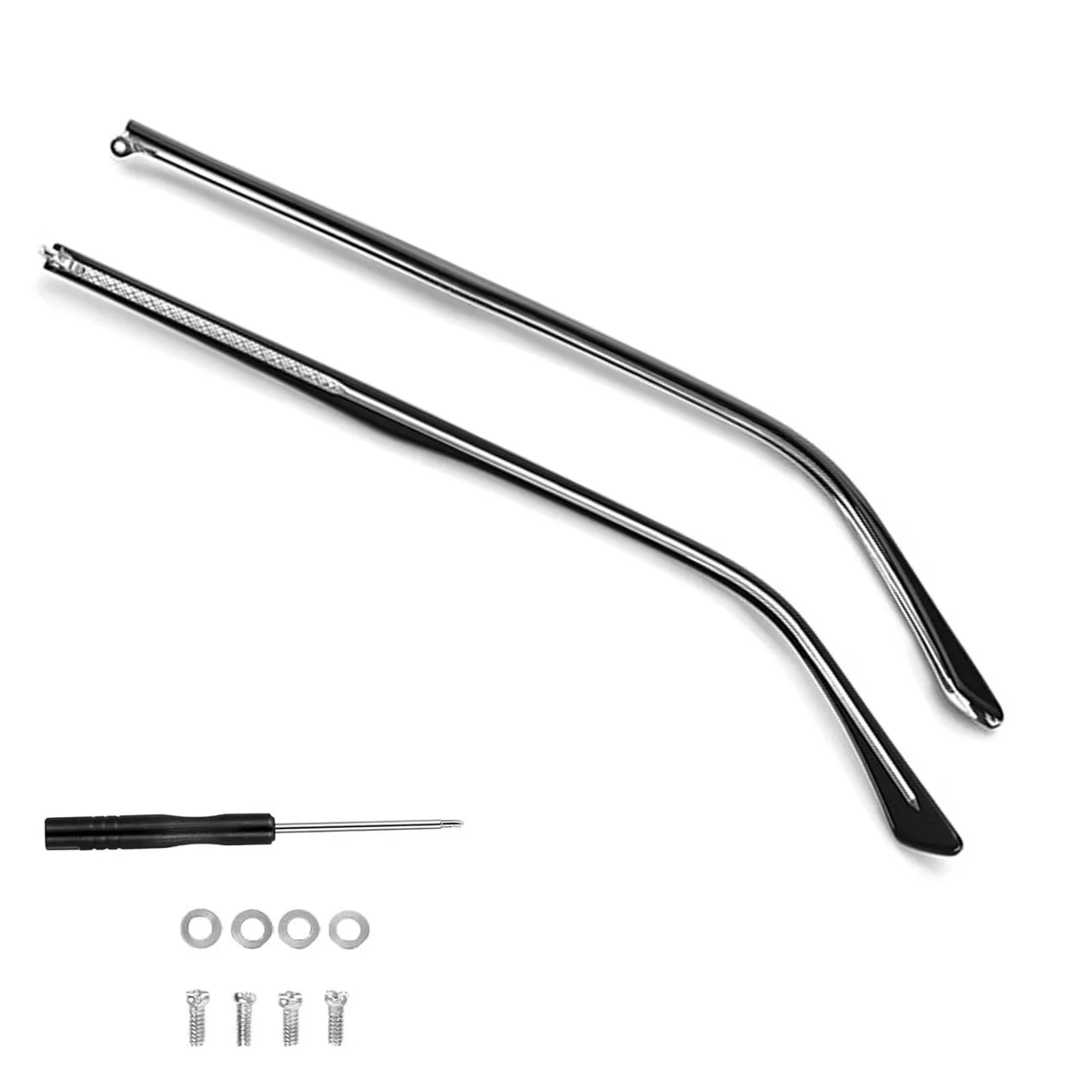 Black metal eyeglass temples 14cm with 20 screws and tools