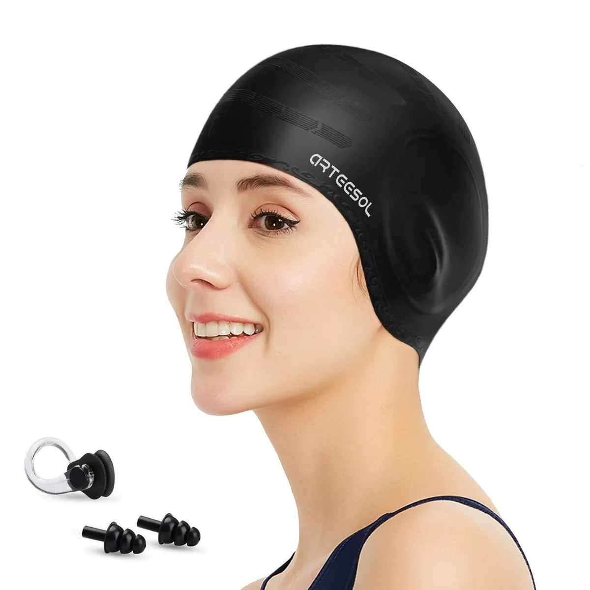  Blackace arteesol Silicone Swim Cap Carbon One Size — product photo