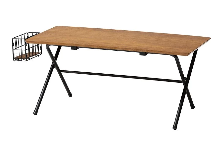 Baxton Studio Baxton Studio Mariela Natural Brown Black Coffee Table with Basket — product photo