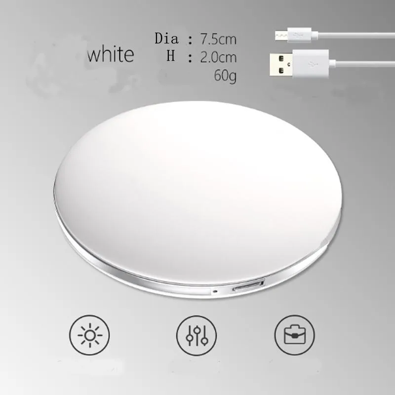 DAXINQI DAXINQI White Rechargeable Foldable LED Makeup Mirror 7.5cm 400mAh — product photo