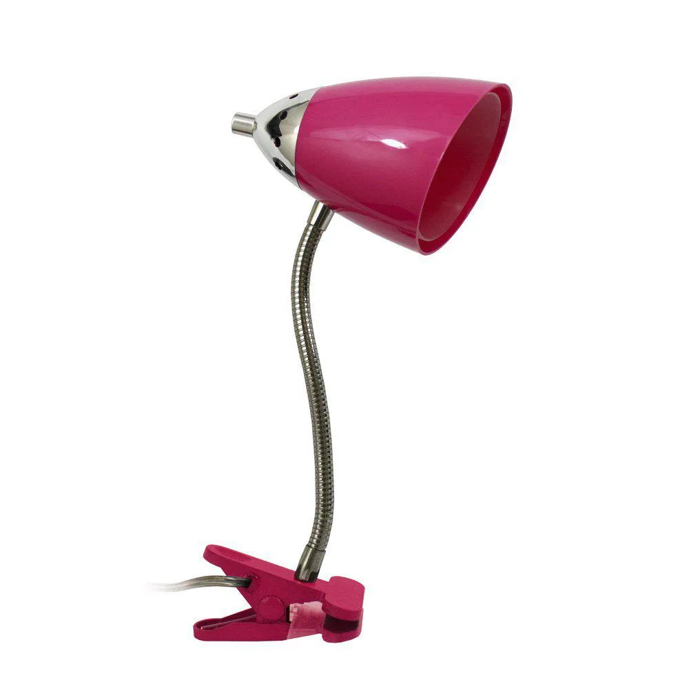 Chrome gooseneck desk lamp with clip base and shade switch