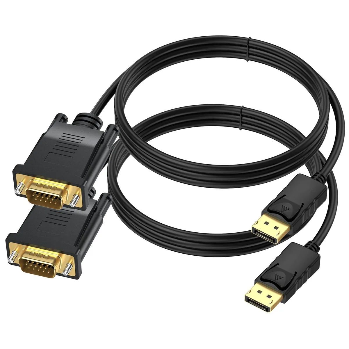 BUCIER BUCIER DisplayPort to VGA Cable 10 FT 2-Pack Male-to-Male 1080P 60Hz — product photo