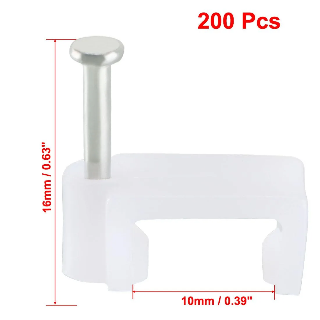 Unique-Bargains Unique-Bargains Flat Cable Clip Nail 200pcs 10mm White — product photo