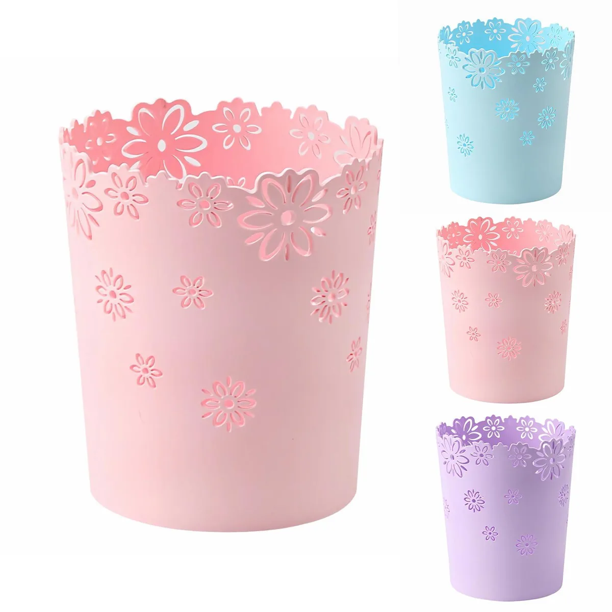 Baldwin 1 Gallon Plastic Wastebasket White 3 Pack — product photo