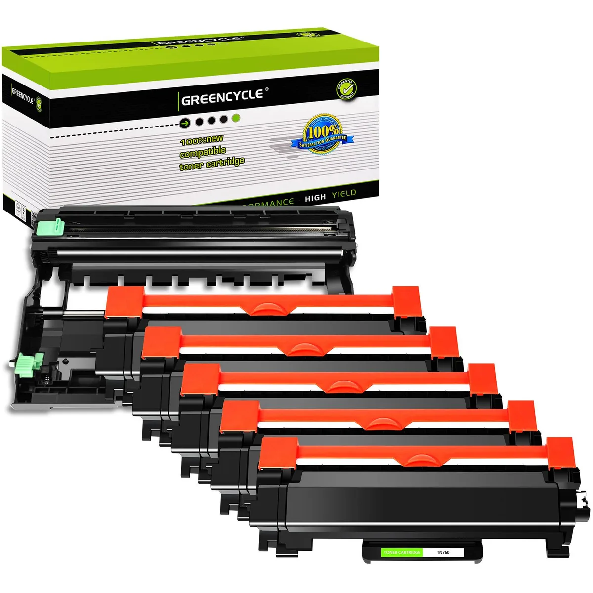 GREENCYCLE GREENCYCLE TN760 5-pack toner + DR730 drum set — product photo