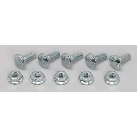 Small steel screws and flange nuts with zinc plating, fifty pieces in a clear bag