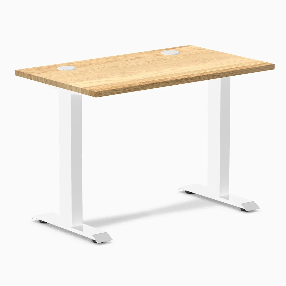 Desky Desky Zero Mini Hardwood Desk White Oak White 40 x 24 in with Grommets — product photo
