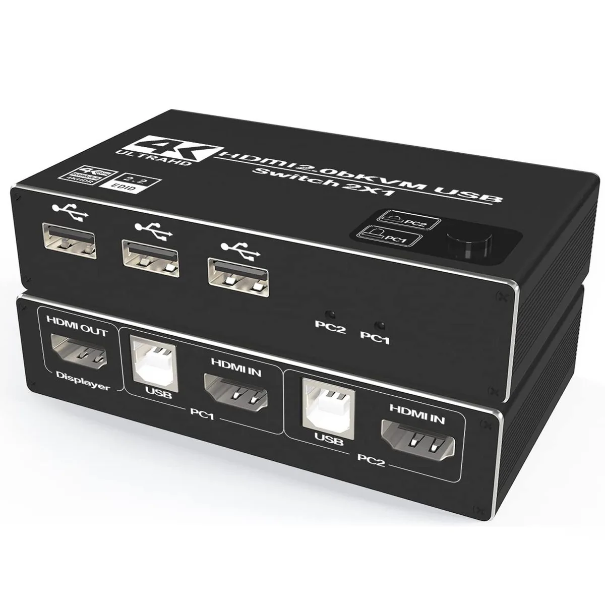 LUOM LUOM OZK1 4K HDMI 2.0 2 In 1 Out KVM Switch 4 USB Ports — product photo