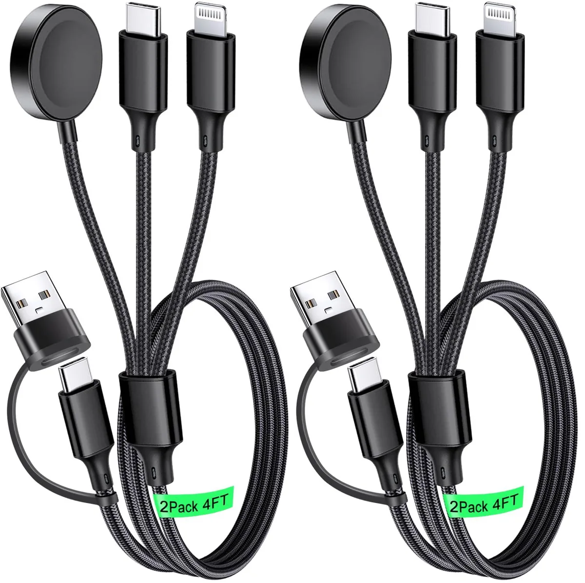  Puxnoin Multi Charging Cable USB-C 3-in-1 Apple Watch 2Pack 4ft — product photo