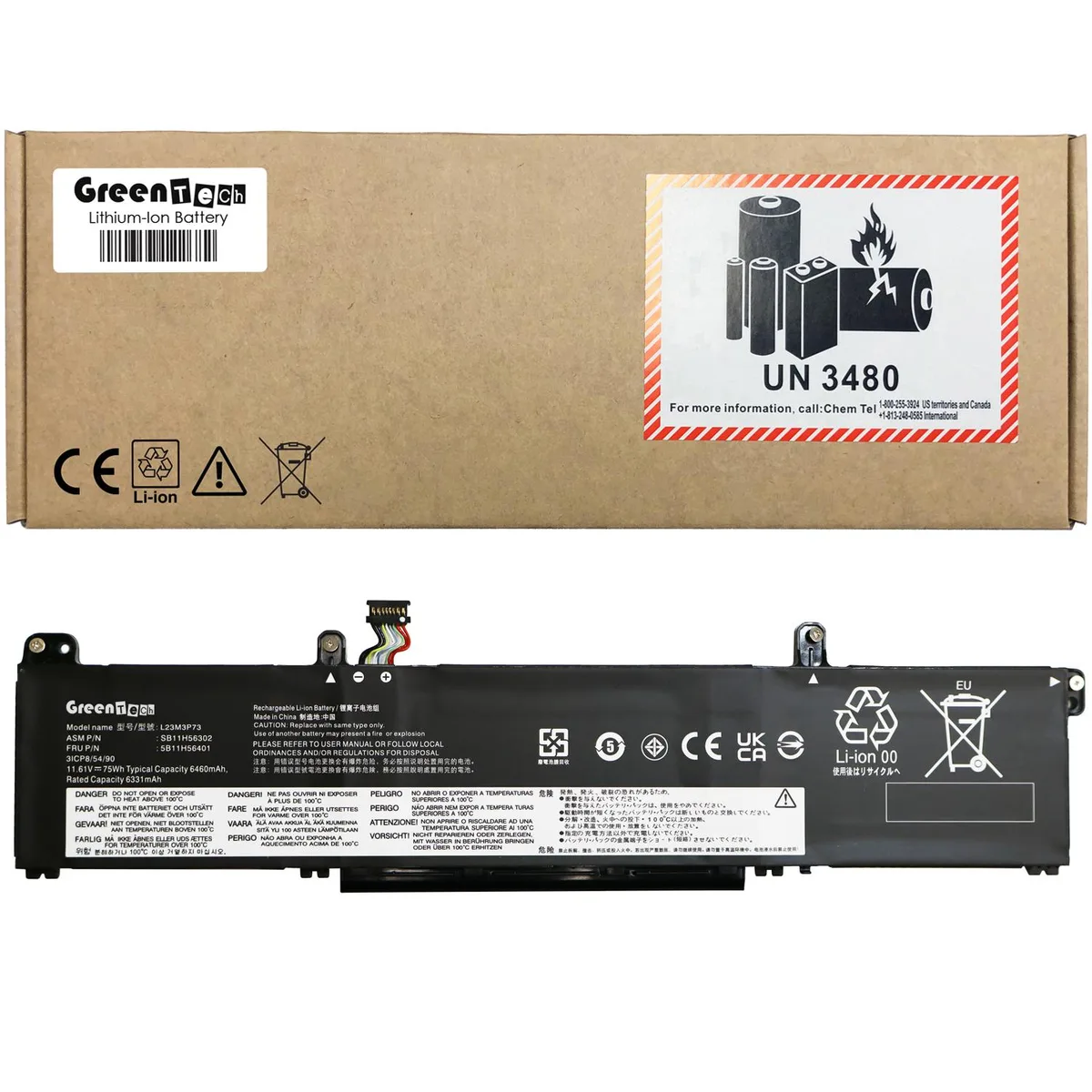 GreenTechLLC GreenTechLLC 5B11H56401 75Wh laptop battery for ThinkPad P14s Gen 5 P16s Gen 3 — product photo