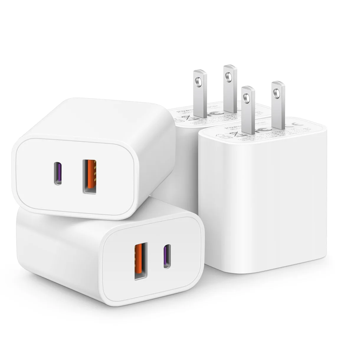 CXX GS-W20A0922 20W USB-C QC 3.0 USB-A Dual Port Charger 4 Pack White — product photo