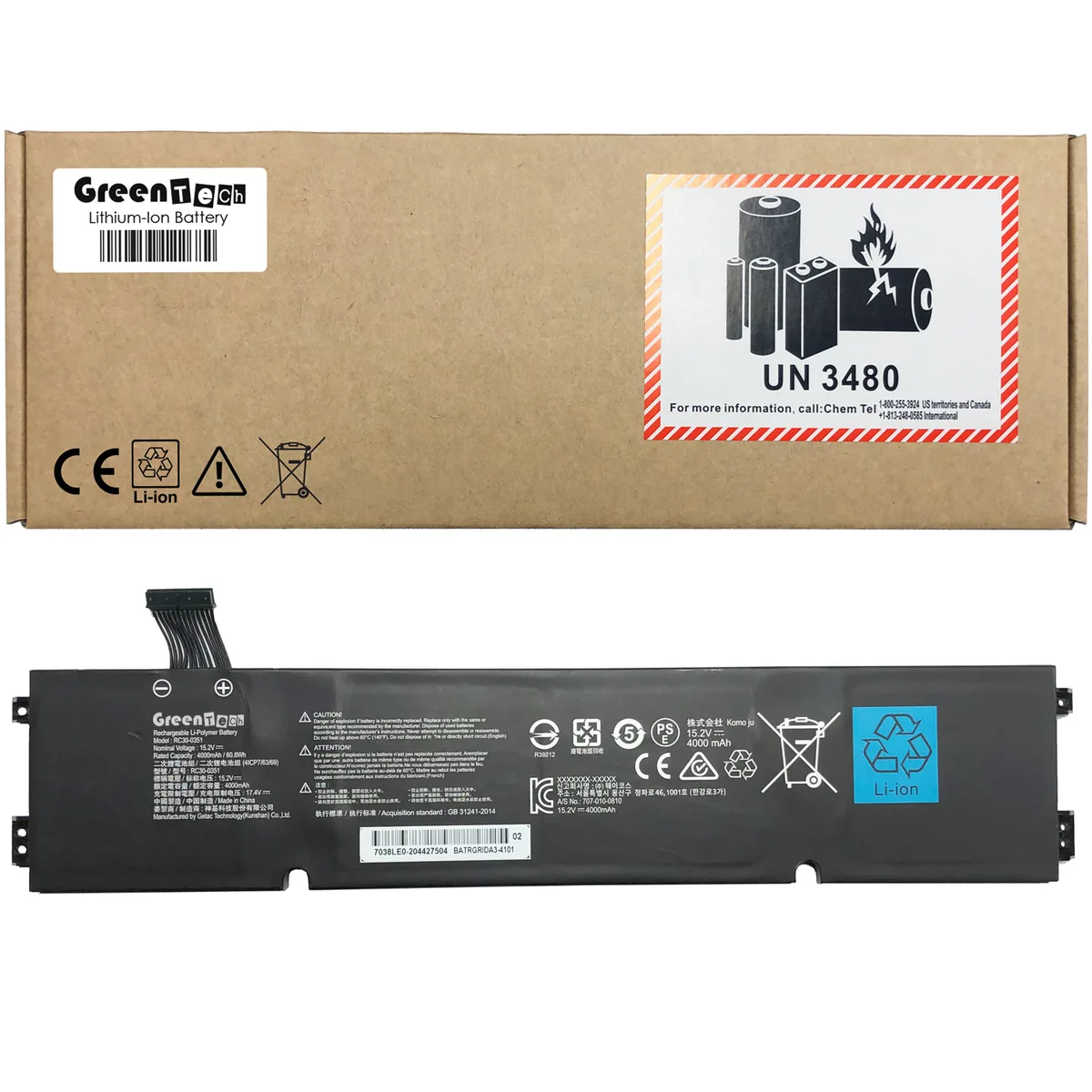 NShi NShi RC30-0351 laptop battery 15.2V 60.8WHR 4000mAh 4-cell for Razer Blade 15 Base 2021 — product photo