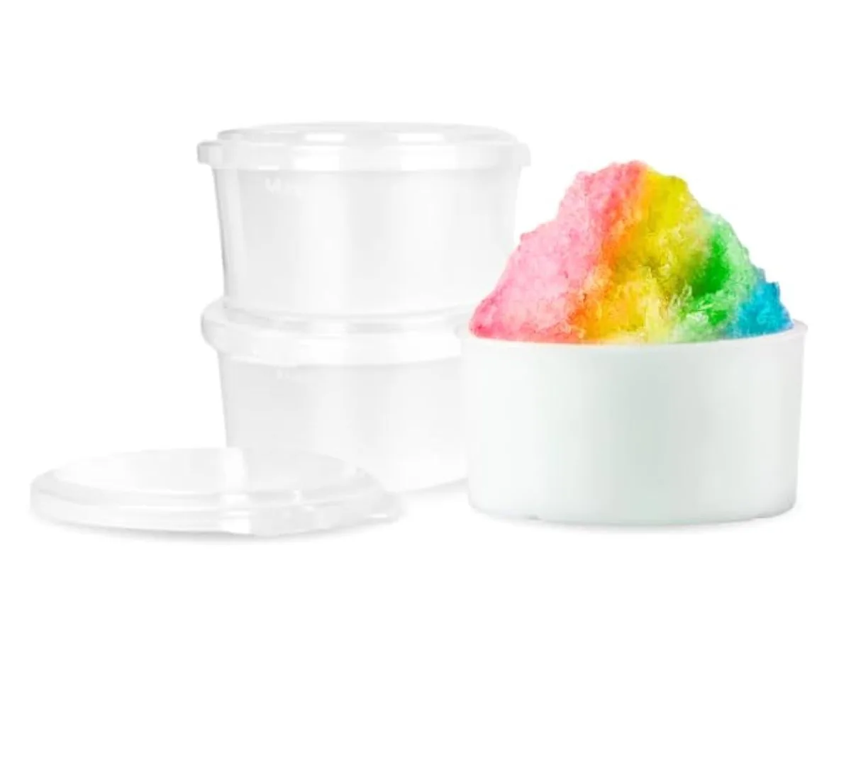 Three opaque stackable ice moulds with lids, each 1.9 in deep