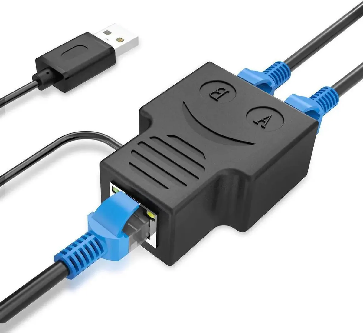 Vszerda Vszerda RJ45 Ethernet Splitter 1 Male to 2 Female Black — product photo
